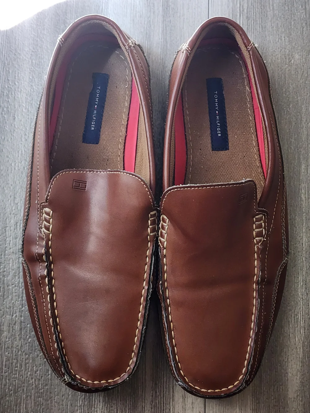 Tommy Hilfiger Men’s Brown Leather Slip-On Loafers